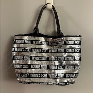 Victoria's Secret Shimmering Silver and Black Tote